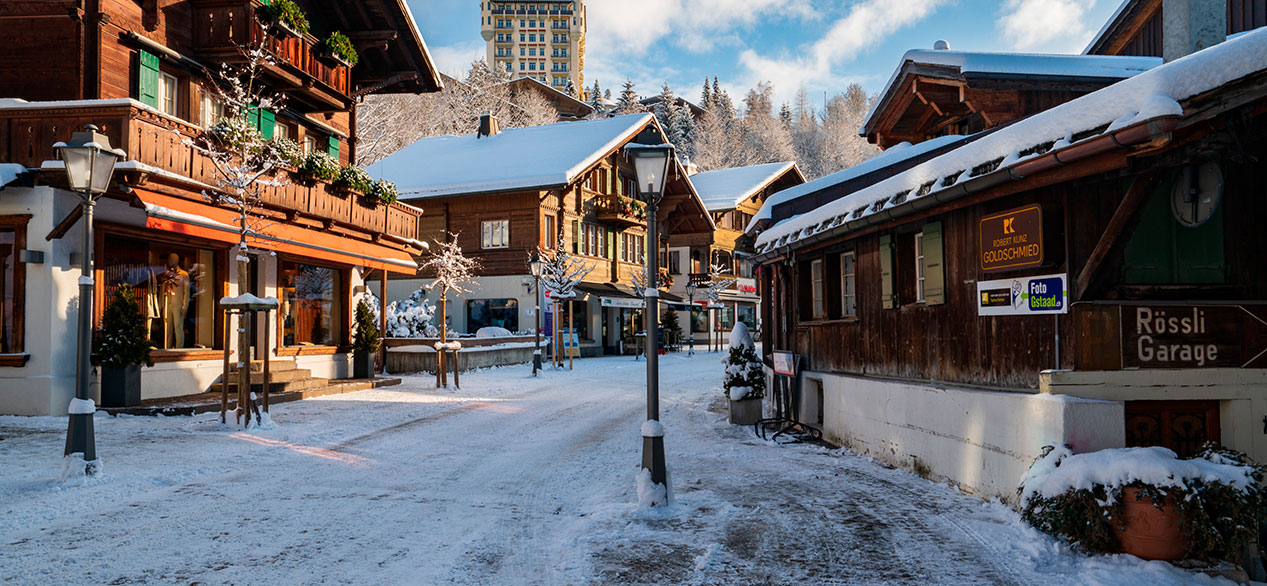 Winter view of Gstaad Promenade