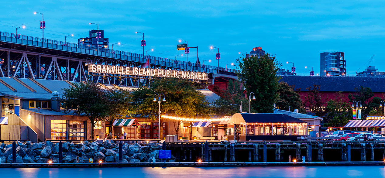 Isla Granville, Vancouver, Canadá, al atardecer